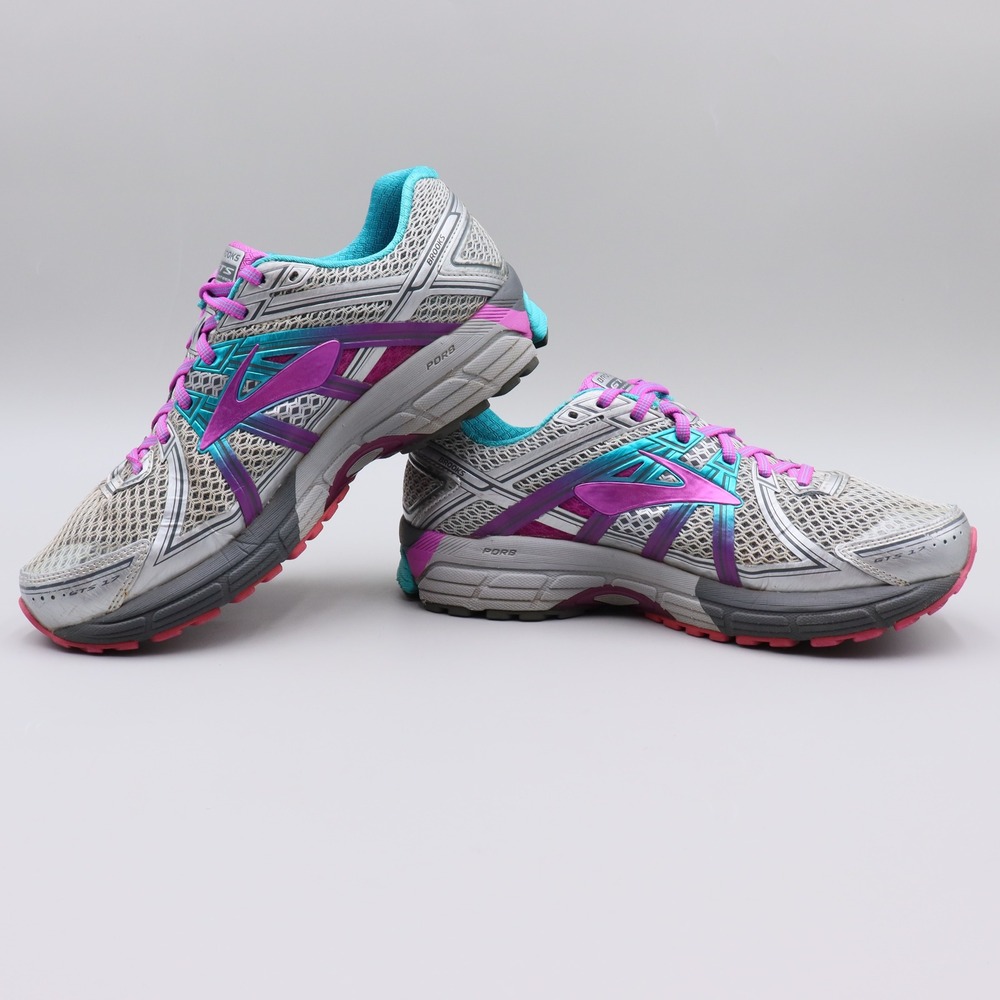 Brooks Adrenaline GTS 17 Womens Size 9.5 2E US Silver Pink Teal Running Shoes - Picture 4 of 8